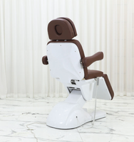 Table de massage électrique moderne en cuir marron pour esthéticienne, soins des cils, spa facial, avec 4 moteurs réglables et chaise de maquillage