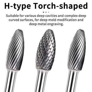 H-loại Đôi Ren thép mài đầu điện gỗ/kim loại phay Cutter ARC nhọn đôi Carbide Burrs - Product Image 3