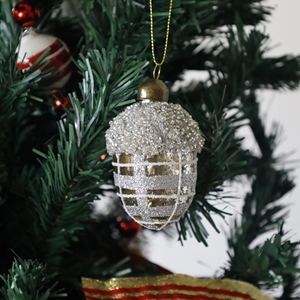 Gold Glitter Silver Glitter Vintage Glass Pine Cone Ornament for Christmas - Product Image 6