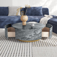 Table basse ronde moderne en MDF marbré avec tiroir, en stock aux États-Unis, livraison directe, par VOXHOME