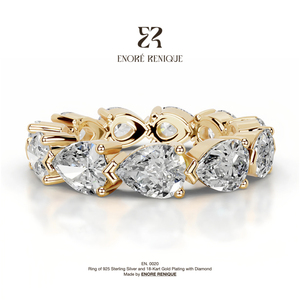 Anillos Finos de Eternidad Completa con Corte de Pera, <span class=keywords><strong>Plata</strong></span> de Ley 925, Chapados en Oro de 18k, con Moissanita VVS, Joyería Antideslustre al por Mayor - Product Image 1
