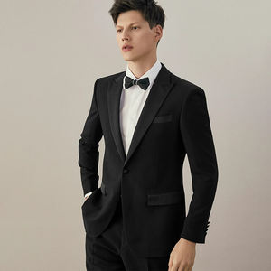Traje de Boda de Alta Calidad para Hombre, Corte Entallado, Solapa de Muesca, Conjunto de <span class=keywords><strong>2</strong></span> Piezas, Mezcla de Poliéster, Atuendo Formal para Novio - Product Image 1
