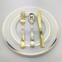 Ensemble de vaisselle en plastique de qualité alimentaire, échantillon gratuit, rose gold, pour fêtes et mariages
