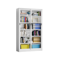 Archivador Metálico Modular Moderno con Cerradura, Puerta de Vidrio Reforzado Ajustable con Cerradura de Código, Ahorro de Espacio para Oficina Comercial o Hogar