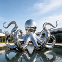 Edelstahl Spiegelpolierte Meerestier-Skulptur, Maßgefertigte Metall-Krabben-, Hummer-, Seepferdchen-, Fisch-, Seestern-Statue
