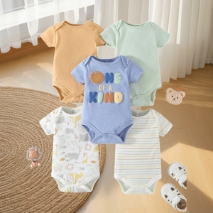 New Design Baby Cotton Assorted Rompers <b>Short</b> Sleeve <b>Onesies</b> With Cartoon Prints For Infants Boys Girls Summer Wear - Product Image 2