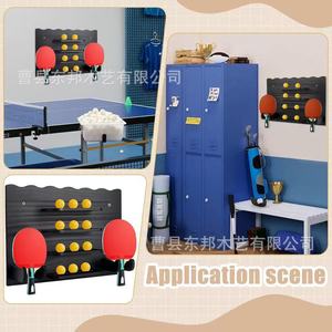 Estante de almacenamiento de madera para palas de ping pong, organizador de pared de 4 niveles sin perforaciones para uso doméstico - Product Image 4