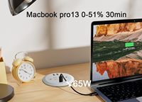 Stasiun Pengisian Daya Cepat USB-C GaN PD 65W Desktop Power Grommet 3 Inci, Port Terpasang Rata, Lubang 3-1/8 inci, Anti Gores