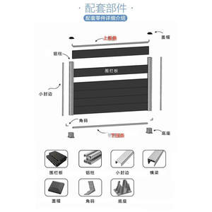 Thương mại lớp WPC nhựa gỗ riêng tư hàng rào với nhôm hỗ trợ, 250lbs tải công suất, cho schoolshotels, kích cỡ tùy chỉnh - Product Image 2