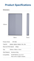 HDD Portabel USB 3.0 Tipe-C 2TB Cangkang Paduan Aluminium 640MB/s Baca/100-200MB/s Tulis Desktop dengan Catu Daya Eksternal Baru