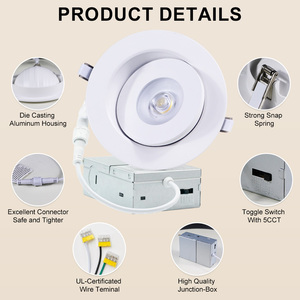ETL năng lượng Sao chứng nhận Gimbal LED Đèn ánh sáng 12 Wát hiện đại nhúng có thể 360 + 90 Độ Điều Chỉnh Directional IP40 Downlight - Product Image 3