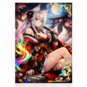 Custom Anime Holo Foil Art Prints Digital Holographic Paper Japanese Cartoon Style Poster Home Decor Fanart Print Posters
