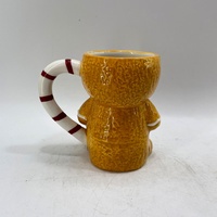 Tasse à café homme en pain d'épices en céramique peint à la main avec porte-biscuits