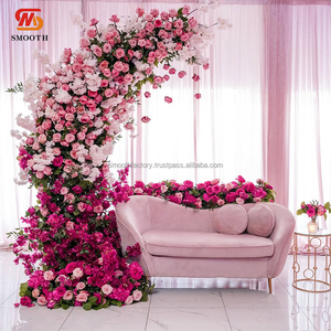 Arche de fleurs artificielles en rose dégradé simple face faite à la main Technique lisse Toile de fond douce pour fête de mariage pour la Saint-Valentin - Product Image 2