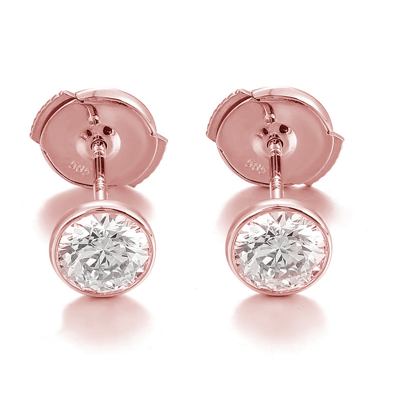 18k rose gold lab diamond earring