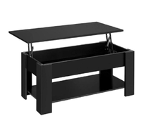 Table basse moderne relevable avec rangement dissimulé et étagère inférieure en bois, mobilier de salon en gros pour appartement et hôtel