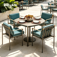 Ensemble de mobilier de balcon d'hôtel de luxe pour l'extérieur, comprenant une table à manger, des chaises bistrot et une table basse de patio nordique, pour 6 personnes