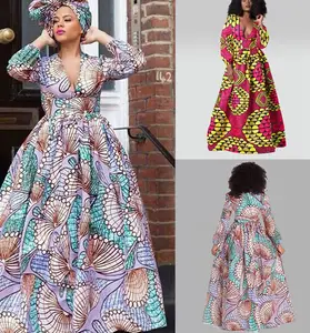 Vestido longo para mulheres, roupa africana tradicional dashiki ancara maxi vestidos elegantes de impressão africana sonhos de fadas