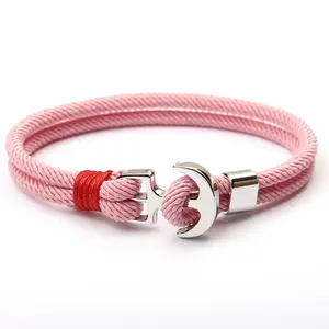 Charme d'ancre nautique vintage personnalisé multijoueur Milan corde Twining armure Bracelet en corde de nylon