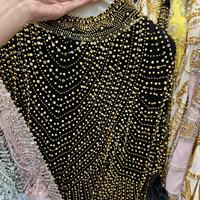 Robe Abaya de soirée de luxe ornée de strass et de plumes, longueur midi, pour femmes musulmanes