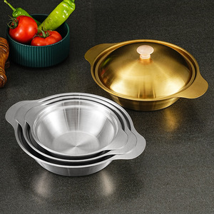 Casserole en acier inoxydable, faitout, pot à riz, poêle à <span class=keywords><strong>paella</strong></span>, assiettes de pique-nique, ustensiles de cuisine avec couvercle pour la maison et la cuisine - Product Image 4