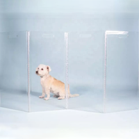 Barrière pour animaux de compagnie autoportante, pliable, en acrylique, pour portes, escaliers, maison, barrière en lucite en zigzag, barrière intérieure pour animaux de compagnie