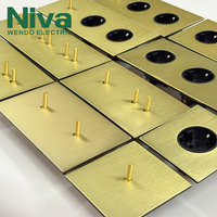 Interrupteur à bascule de luxe Niva Factory, 1 poste, norme européenne, panneau en métal brossé, prises Schuko, boîte ronde européenne