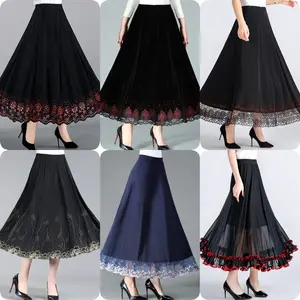 2023 New Arrival Pleated Skirt Rock Long Tulle Skirt A Line Nude Mid Length Ankle Skirt Ladies Formal