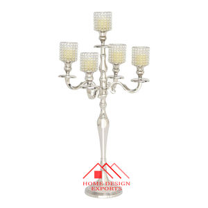 Centres de sol Candélabre nickelé avec bougeoir à 5 bras pour centres de table de jardin Candélabre élégant à 5 bras - Product Image 5