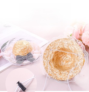 Sombrero de Paja Estilo Coreano de Moda, Sombrero de Granjero Elegante, Sombrero de Sol para Gatos con Lazo Retro y Lindo, Ideal para Exteriores - Product Image 5