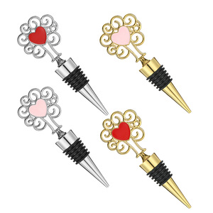 Bouchons de bouteille de vin en forme de cœur, en alliage de zinc, or, rouge, argent, rose, pour la conservation du vin, cadeau de fête - Product Image 3