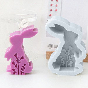 Easter Bunny <b>Candle</b> Silicone <b>Mold</b> Rabbit Shape DIY Relief Flower Plaster Epoxy Ornament <b>Mold</b> - Product Image 4