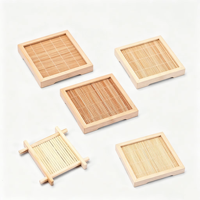 Sous-verre carré en bambou naturel, résistant à la chaleur, tapis pour tasse à thé, dessous de pot en bambou tissé à la main pour la décoration de la cuisine et de la table à manger