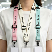 Lanière réglable en polyester de couleur unie, imprimée sur mesure avec crochet et impression sérigraphique, sangle promotionnelle portable