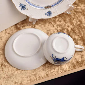 White Ceramic with Light Relief Mint Leaf Pattern and Gold Rim Afternoon <b>Tea</b> Set Ceramic Coffee Cup and Saucer with Gift <b>Box</b> - Product Image 4