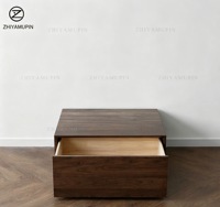 Table basse minimaliste en bois massif, carrée, avec rangement, table d'appoint pour les détaillants de boutiques