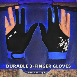 Guantes de Snooker Upaaq de 3 Dedos, de Nailon, Negros y Azules, Ligeros, para Juego de Billar - Product Image 2