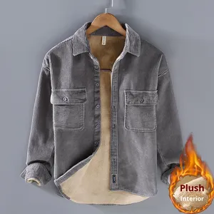 Camicia Casual da Uomo in Velluto Retro, Ispessita e Calda, con Colletto alla Coreana e Chiusura Monopetto, Taglia Giovanile QS122B16 - Product Image 4