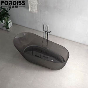 Baignoire autoportante moderne en résine, forme carrée, capacité de 60 gallons, transparente, pliable, portable, thérapie chauffante, écologique - Product Image 1