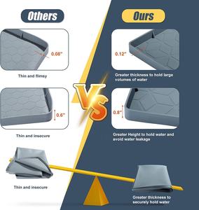 Tapis sous évier imperméable et écologique 34x22 pouces en silicone, protection pour armoire de cuisine et salle de bain, bac anti-gouttes gris, emballage carton - Product Image 2