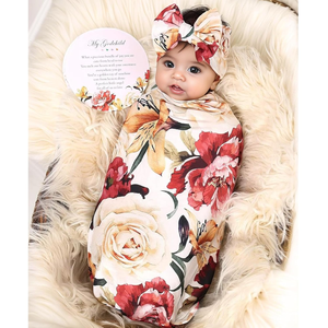 طفل رضيع حديث الولادة ولد بلون ثابت قطن بطانية كيس نوم + عصابة رأس - Product Image 2