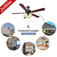 Ventilateur de plafond avec lumière 1stshine Home Decor, excellent vendeur, directement de l'usine, design moderne professionnel, performance stable, résistant à la rouille