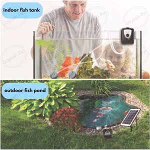 Aérateur de bassin rechargeable à énergie solaire, pompe à air pour <span class=keywords><strong>aquarium</strong></span>, oxygénateur avec 2 pierres à bulles d'air - Product Image 4