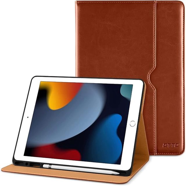 For iPad 9th/8th/7th Generation 10.2 Inch Case 2021-2019, Premium Leather Business Folio Stand Cover with Apple Pencil Holder