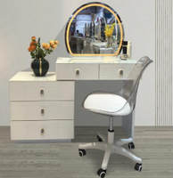 Table de toilette multifonctionnelle blanche avec rangement et miroir, ensemble de table de maquillage