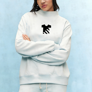 Women's New Stylish Cotton Polyester Blended Gym Fitness Sweatshirt Custom <b>Screen</b> Print Design Loose Mock Neck Sweatshirt - Product Image 4