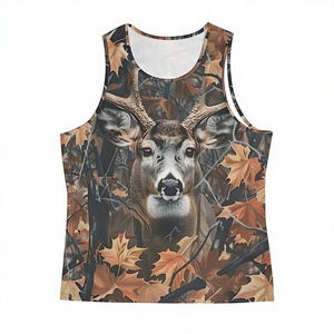 Men's Lightweight Knitted Deer Print Tank <b>Top</b> Sleeveless Casual Summer Outdoor Hunting Style O-Neck Breathable Polyester <b>Mesh</b> - Product Image 4
