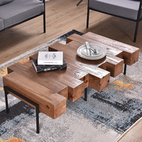Table basse en bois massif moderne et durable, design modulaire, salon, bureau, meubles de maison