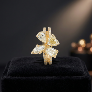 Luxury Emerald Cut Lab Grown Diamond Cluster <b>Ring</b> 10K 14K 18K Gold 925 935 Silver Anniversary <b>Engagement</b> <b>Unique</b> Statement Fine - Product Image 1