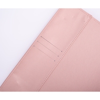 Étui pour tablette en cuir rose élégant, design professionnel personnalisé avec trou unique et compartiments à quatre tiroirs